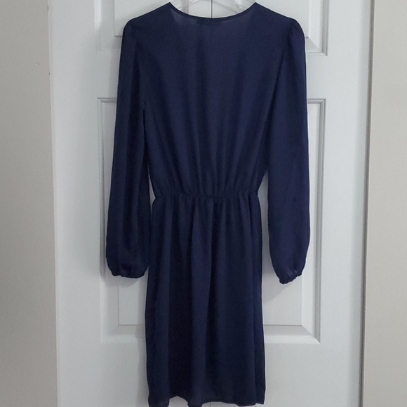 NWT ASOS Navy Blue Long Sleeve Crossover Dress - Picture 4 of 5